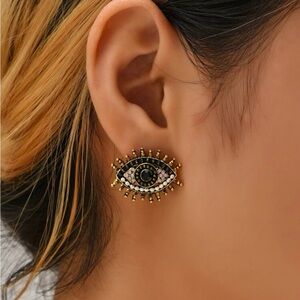 Black and White Evil Eye Earrings
